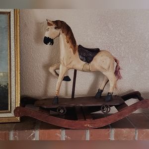 Antique hand carved rocking horse